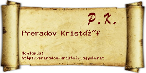 Preradov Kristóf névjegykártya